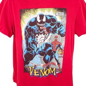 Venom Spider Man T Shirt Mens Size Large Red Marvel Comics